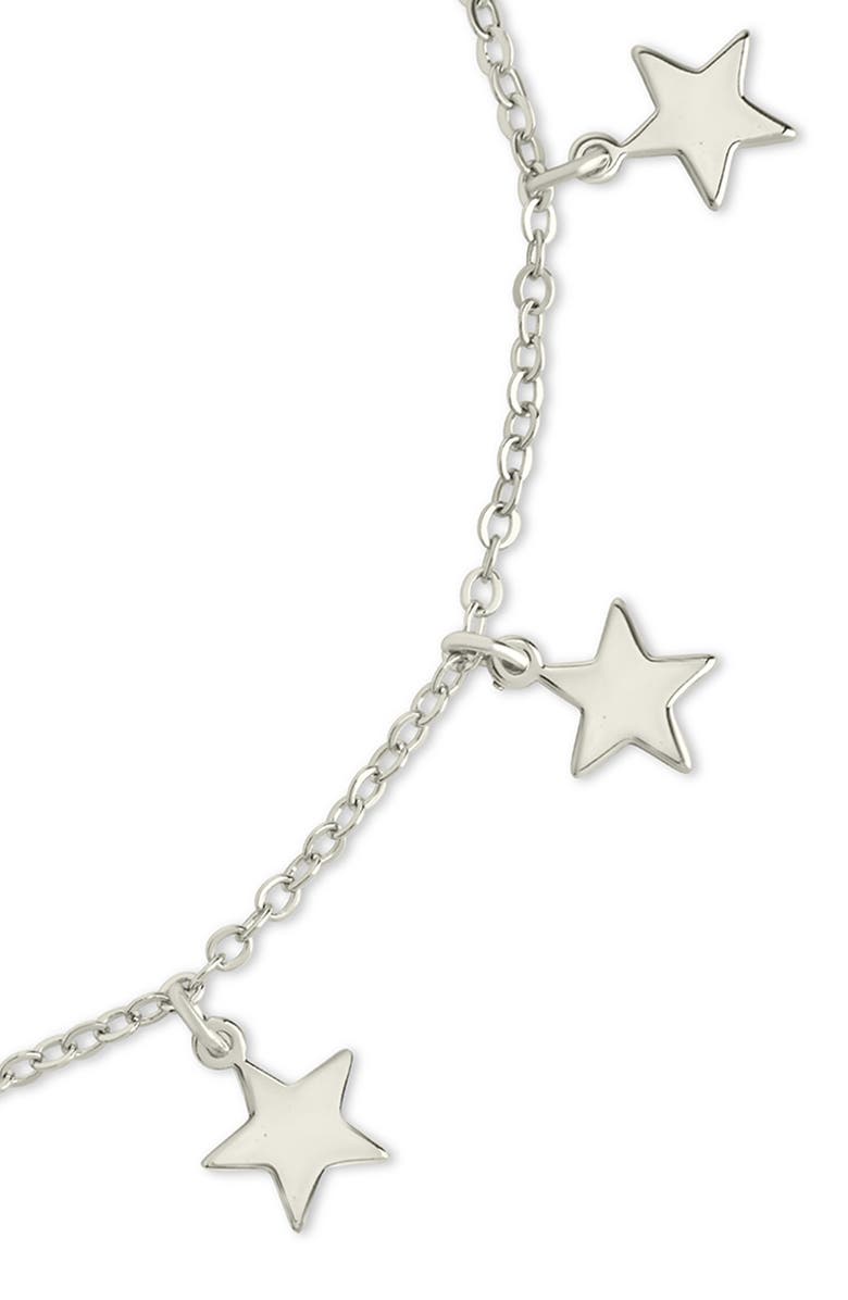 Sterling Forever Sabina Star Charm Anklet, Alternate, color, Silver