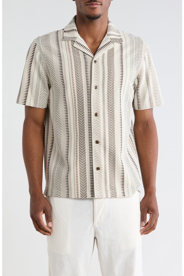 Jacquard Camp Shirt, Main, color, NEUTRAL COMBO GEO PATTERN