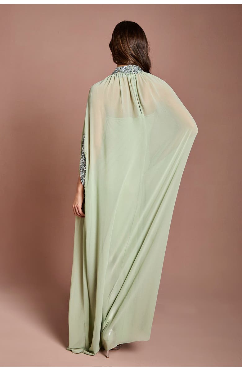 Coast Chiffon Cape Style Sequin Maxi Dress, Alternate, color, Sage