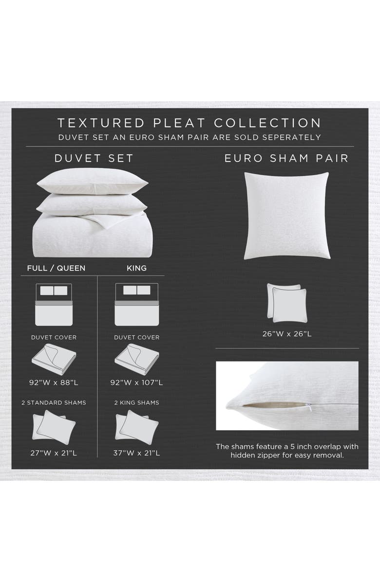 Vera Wang Solid Textured Pleat Duvet Cover & Sham Set, Alternate, color, White
