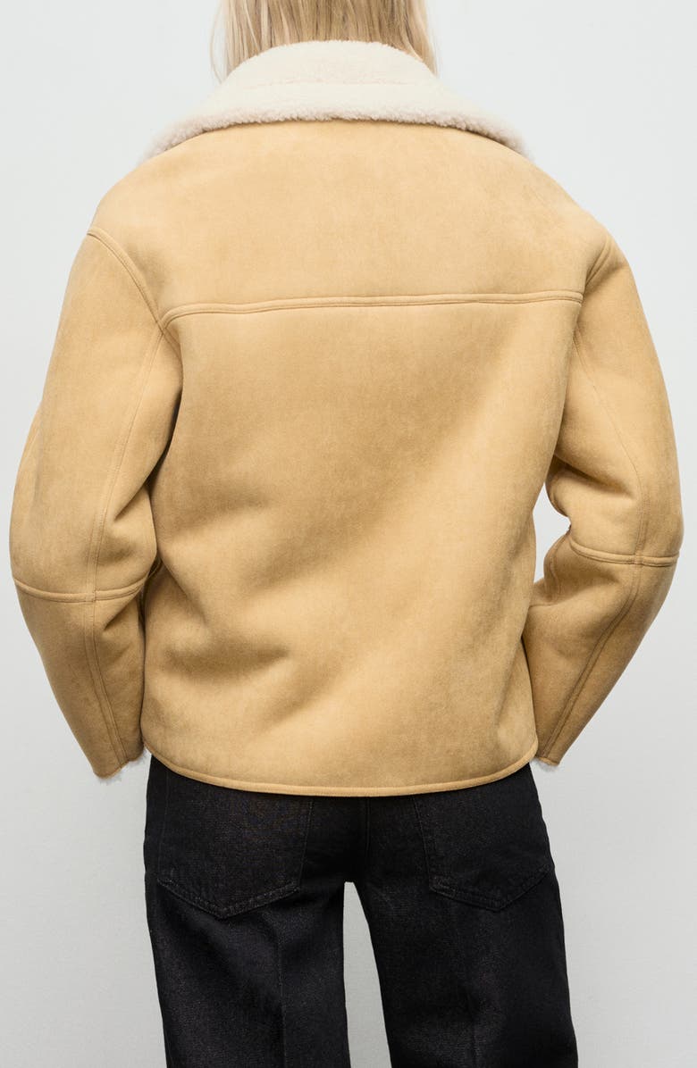 MANGO Faux Shearling Coat, Alternate, color, Medium Brown