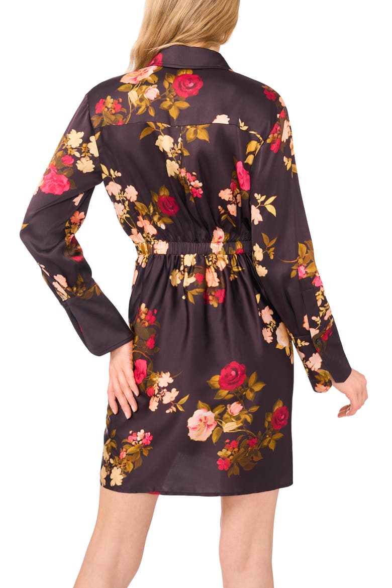 Laurel Floral Long Sleeve Shirtdress, Alternate, color, RICH BLACK