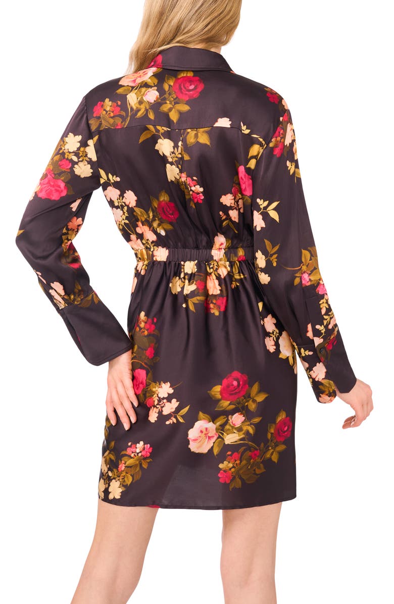 Ted Baker Laurel Floral Long Sleeve Shirtdress, Alternate, color, Rich Black