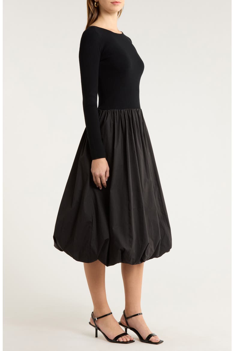 Romana Bubble Hem Cocktail Dress, Alternate, color, BLACK