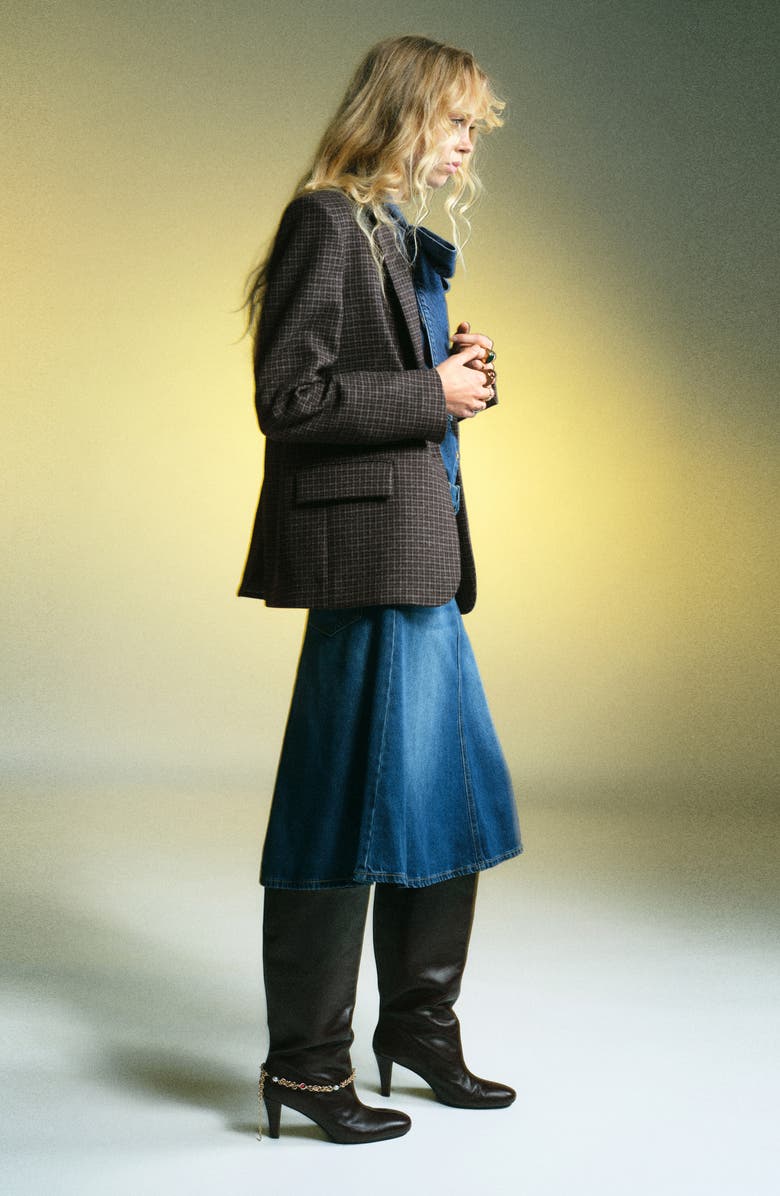 MANGO Check Wool Blend Blazer, Alternate, color, Grey