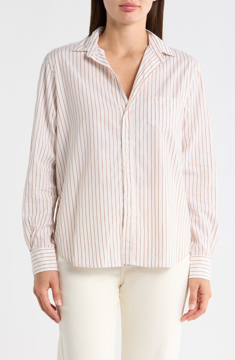 Frank & Eileen Eileen Relaxed Fit Stripe Button-Up Shirt, Main, color, Camel Cream Stripe