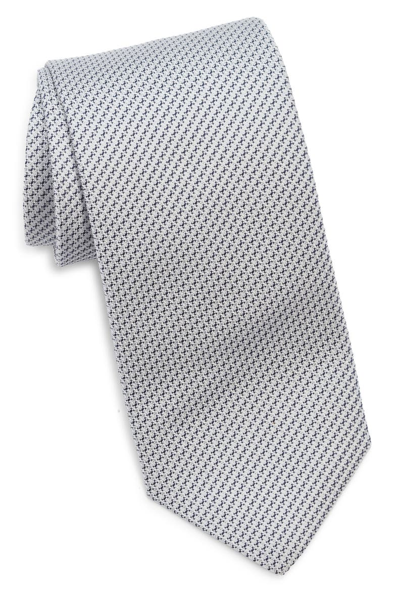 Neat Silk Tie, Main, color, LIGHT GREY