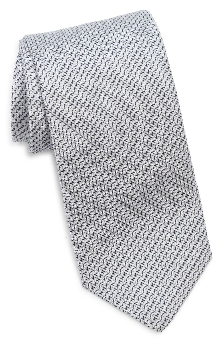 Canali Neat Silk Tie, Main, color, Light Grey