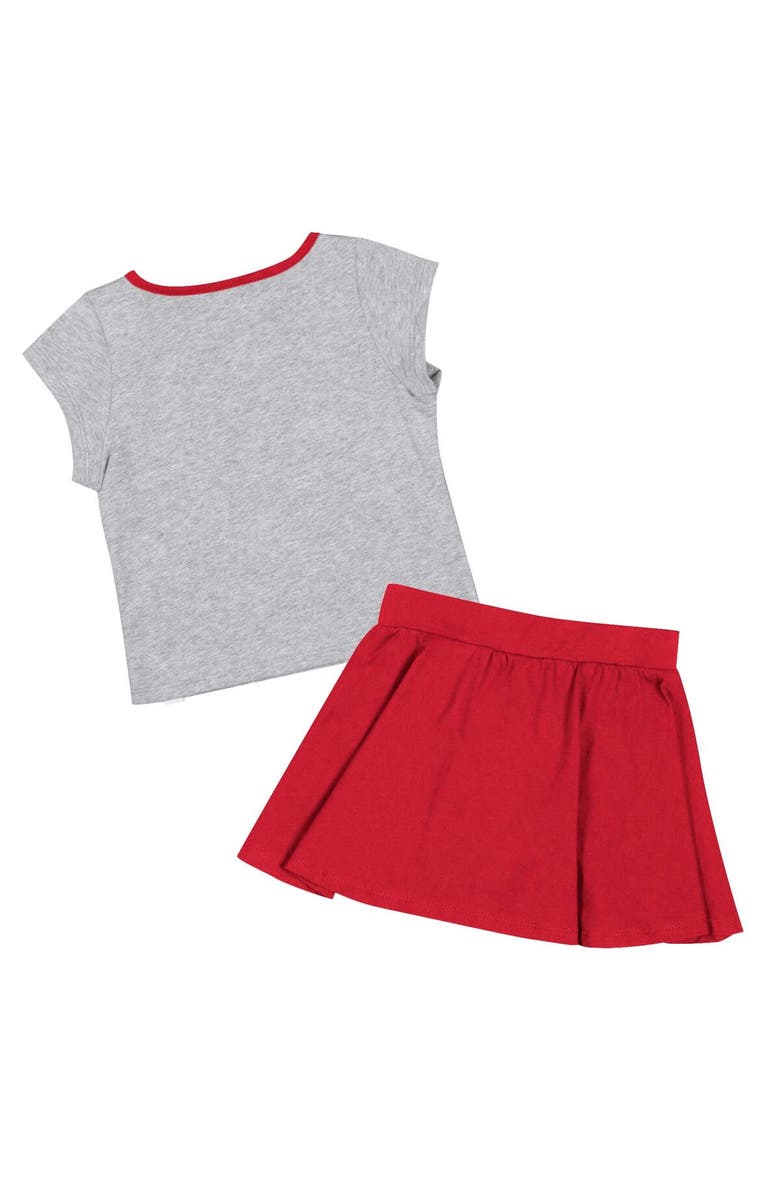 COLOSSEUM Girls Toddler Colosseum Heather Gray/Scarlet Ohio State Buckeyes Two-Piece Minds For Molding T-Shirt & Skirt Set, Alternate, color, 