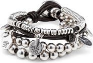 UNODE50 Leather and sterling silver-plated bracelet
