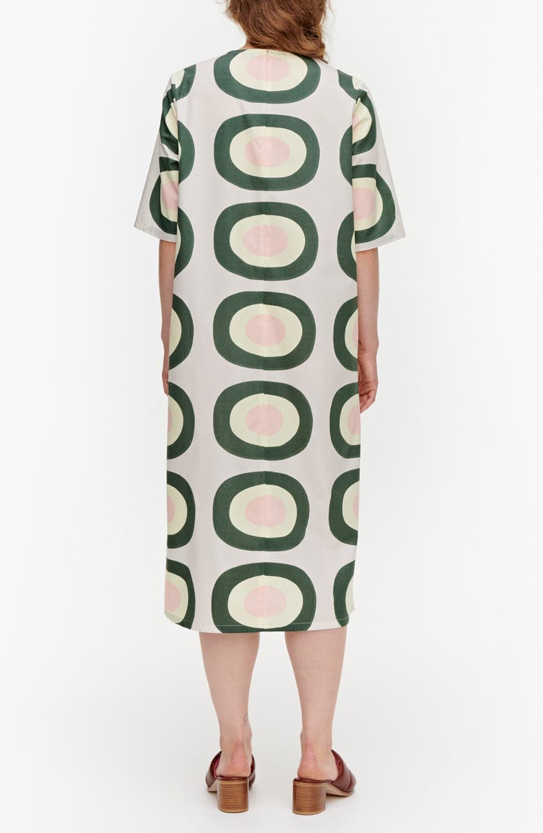 Marimekko Huomenna Pieni Melooni Cotton Poplin Midi Dress, Alternate, color,