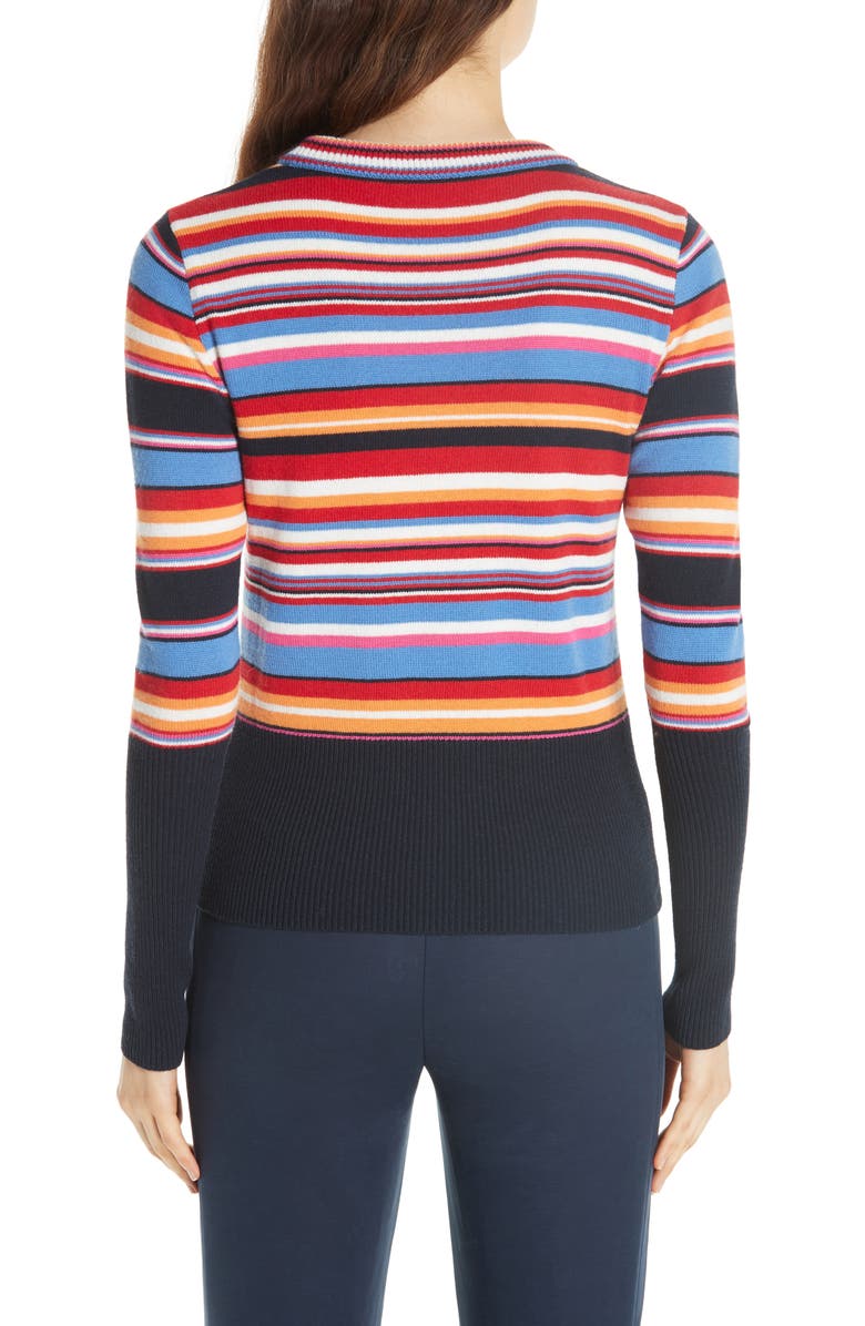 Tory Burch Kit Stripe Scoop Neck Sweater, Alternate, color, 