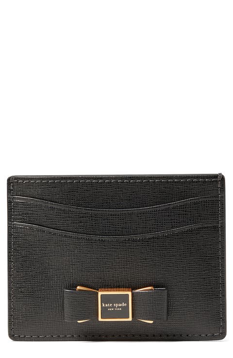 morgan embellished bow saffiano leather card case