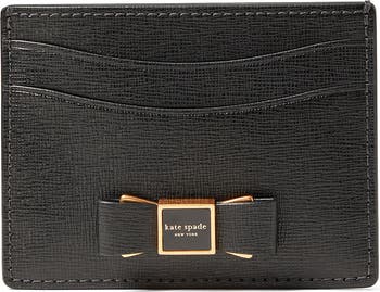 morgan embellished bow saffiano leather card case