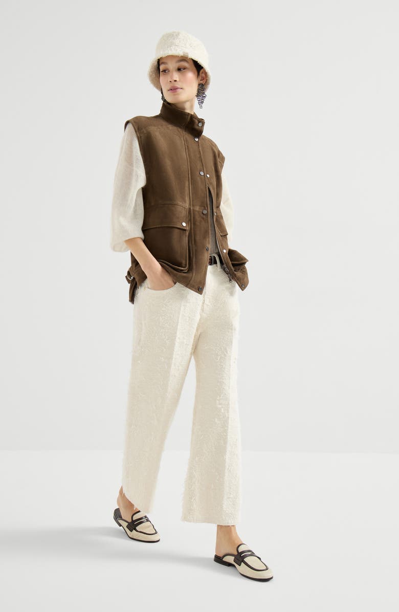 Brunello Cucinelli Contemporary Square trousers, Alternate, color, Ivory