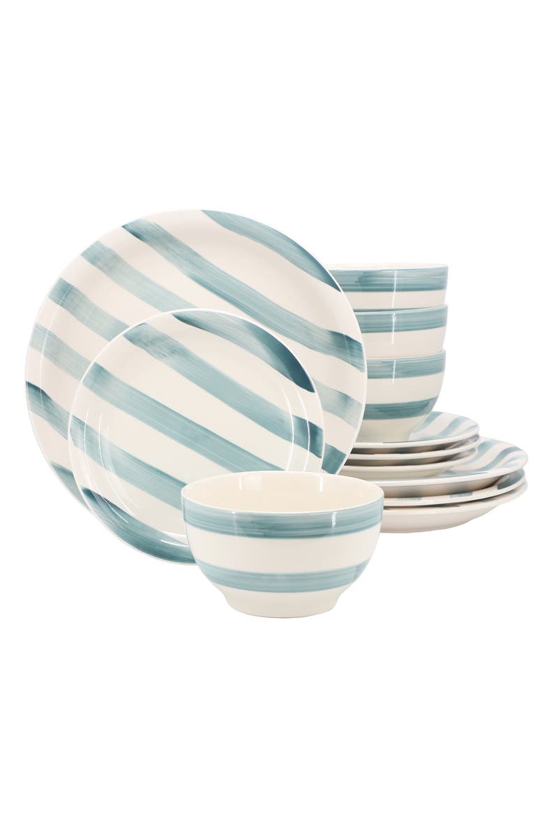Kenwood Shores 12 Piece Stoneware Dinnerware Set, Main, color, Blue