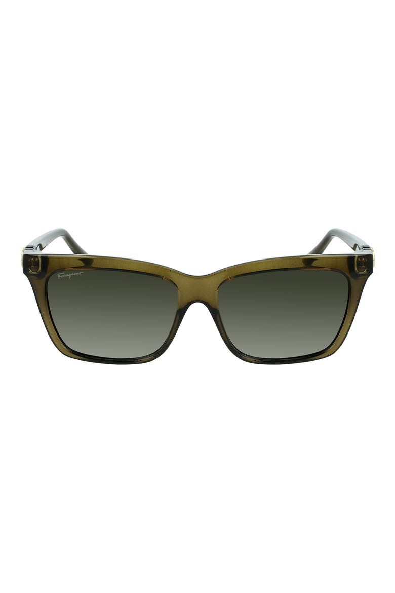 Gancini 54mm Rectangular Sunglasses, Main, color, GREEN