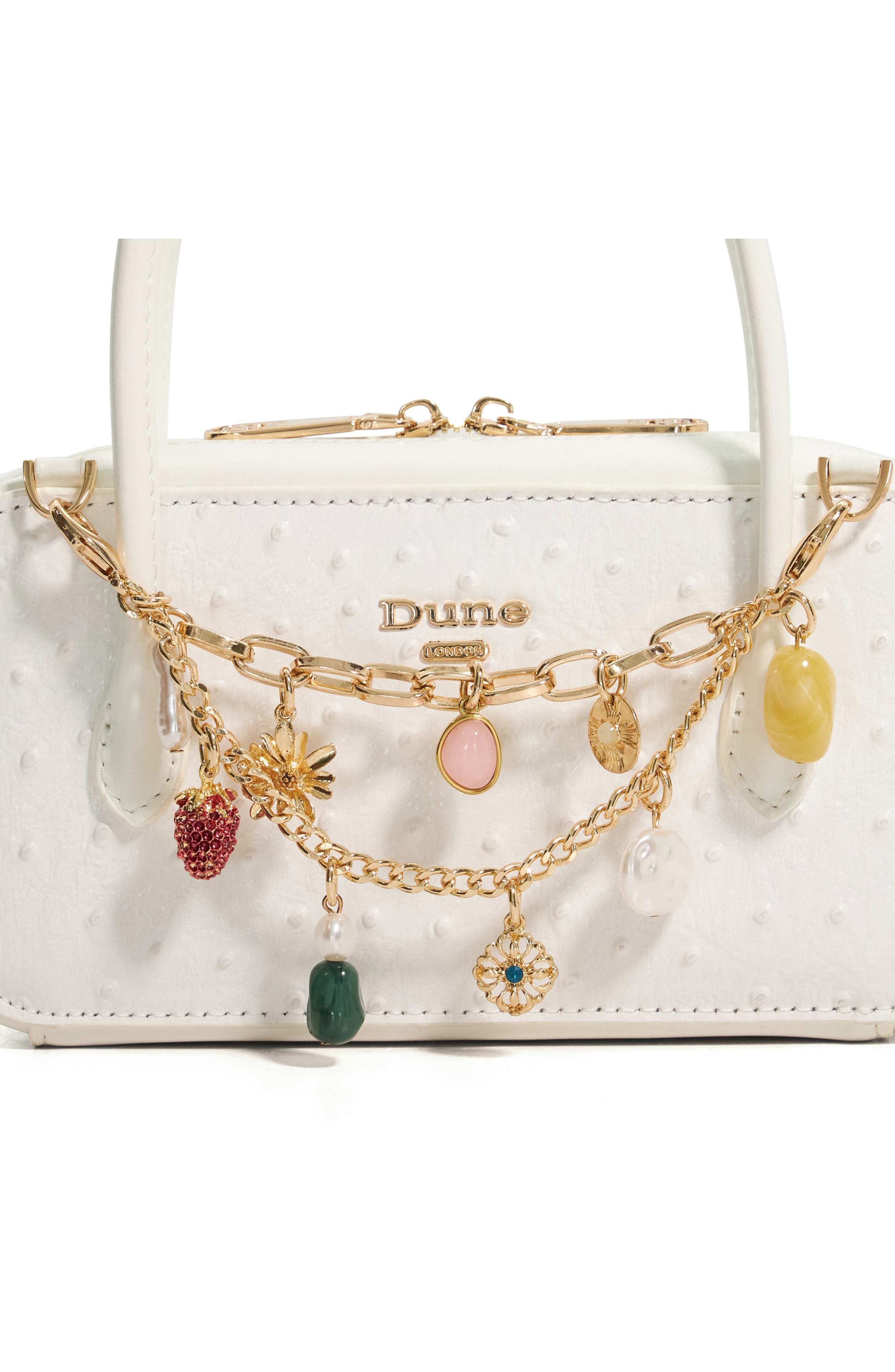 Dune London Song Leather To Handle Bag, Alternate, color, White