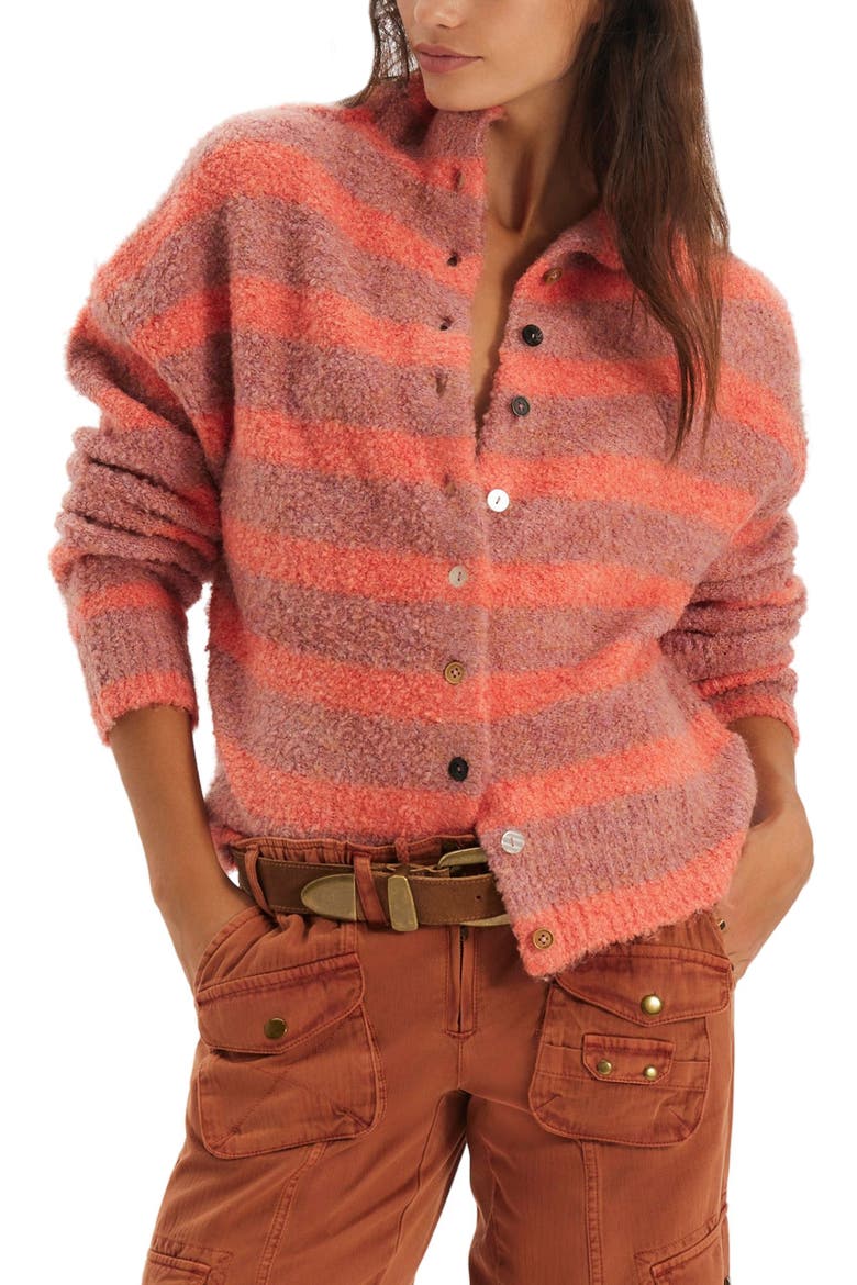 Button Collection Mock Neck Cardigan, Main, color, PEACH COMBO
