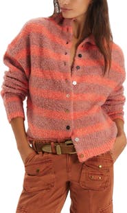 Free People Button Collection Mock Neck Cardigan