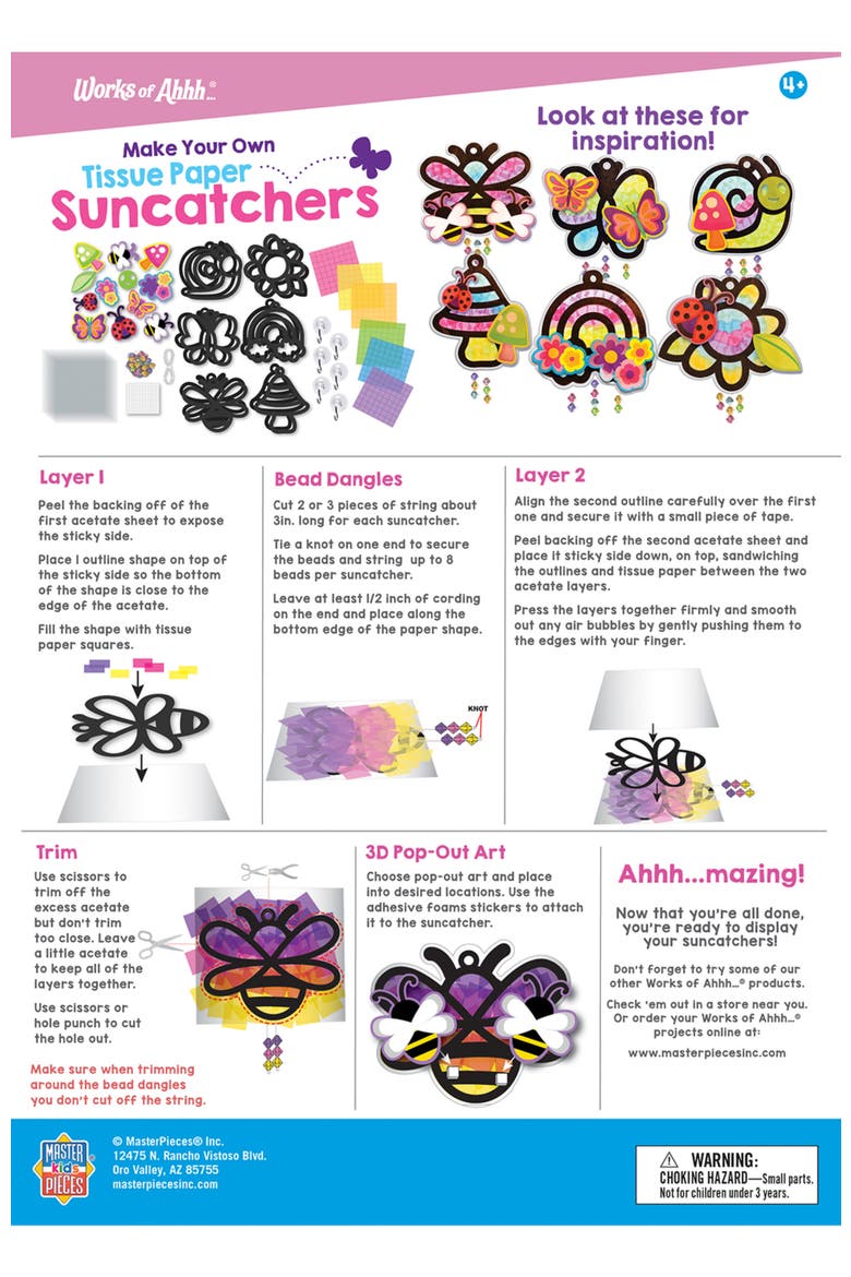 Tissue Paper Suncatchers Craft Kit, Alternate, color, Multicolor