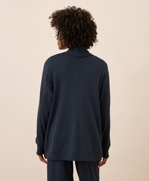 Pact Airplane Short Drape Cardigan In Blue