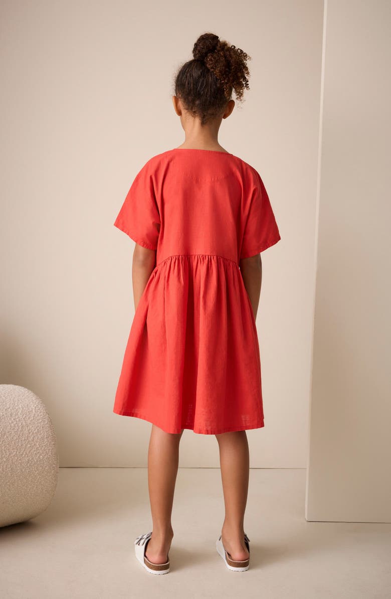 NEXT Kids' Embroidered Cotton Button-Up Dress, Alternate, color, Red