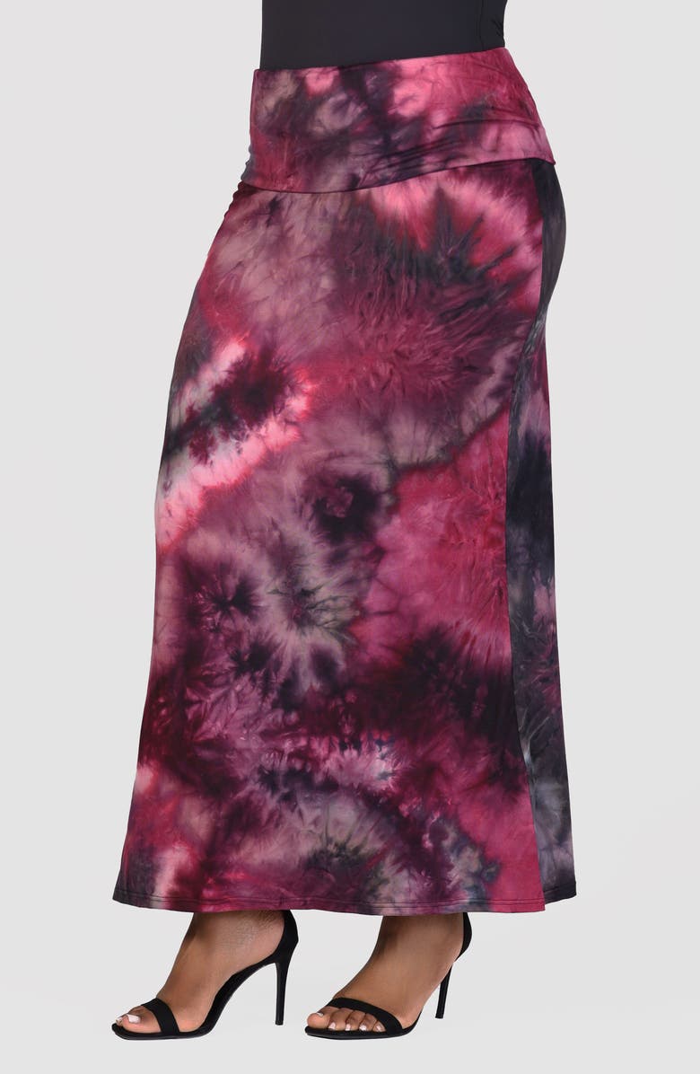 24seven Comfort Apparel Tie Dye Foldover Maxi Skirt, Alternate, color, 