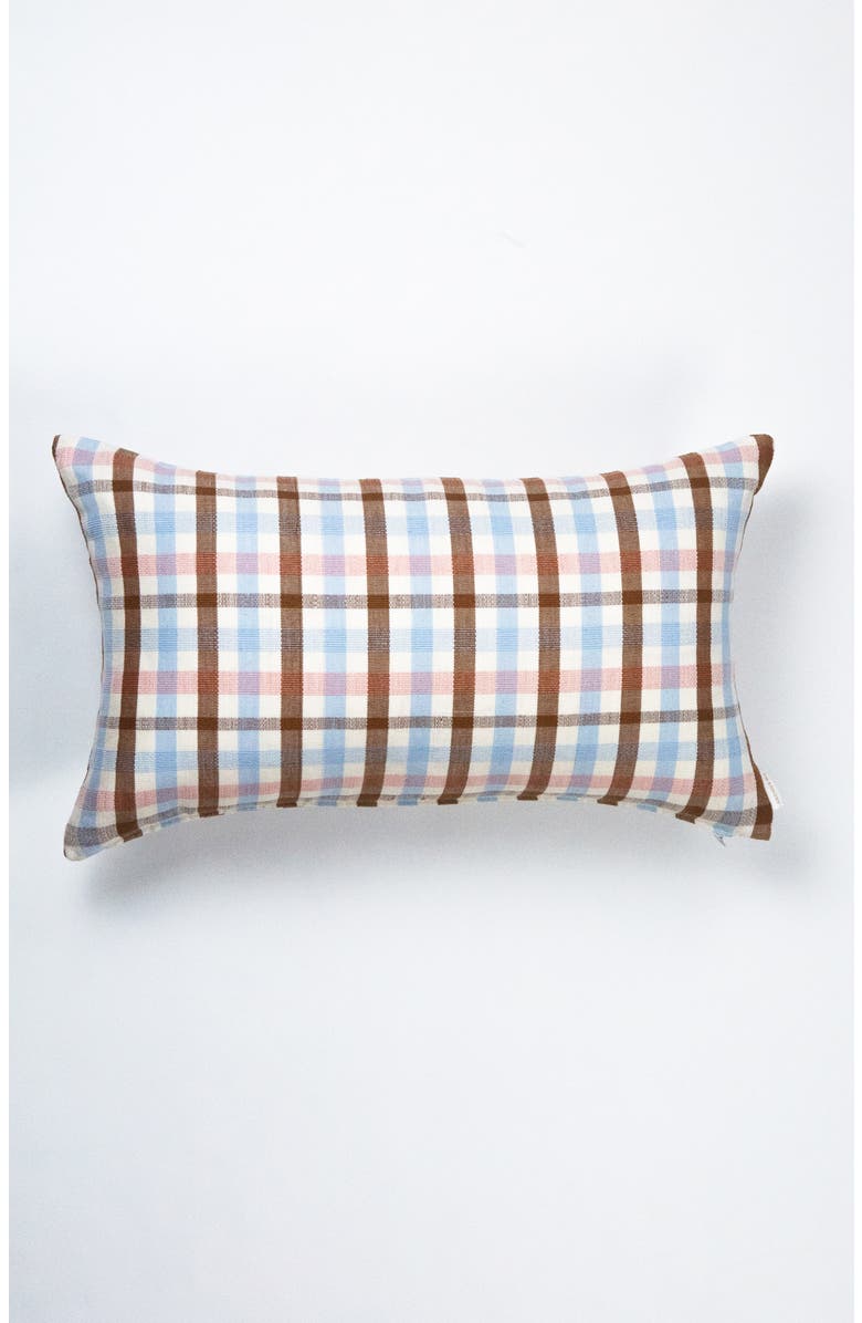 Archive New York Handwoven Classic Plaid Rectangle Cotton Throw Pillow, Main, color, Brown