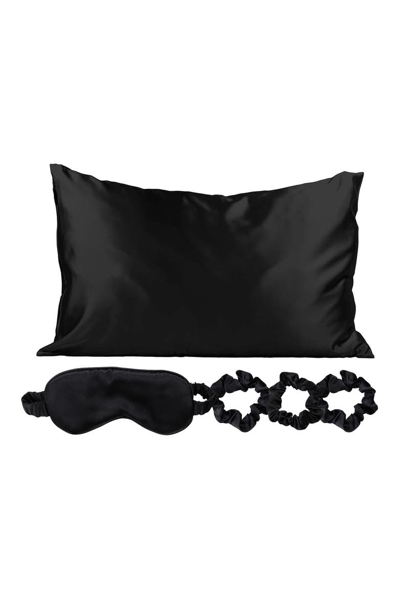 Satin Sleep 5-Piece Set, Main, color, BLACK