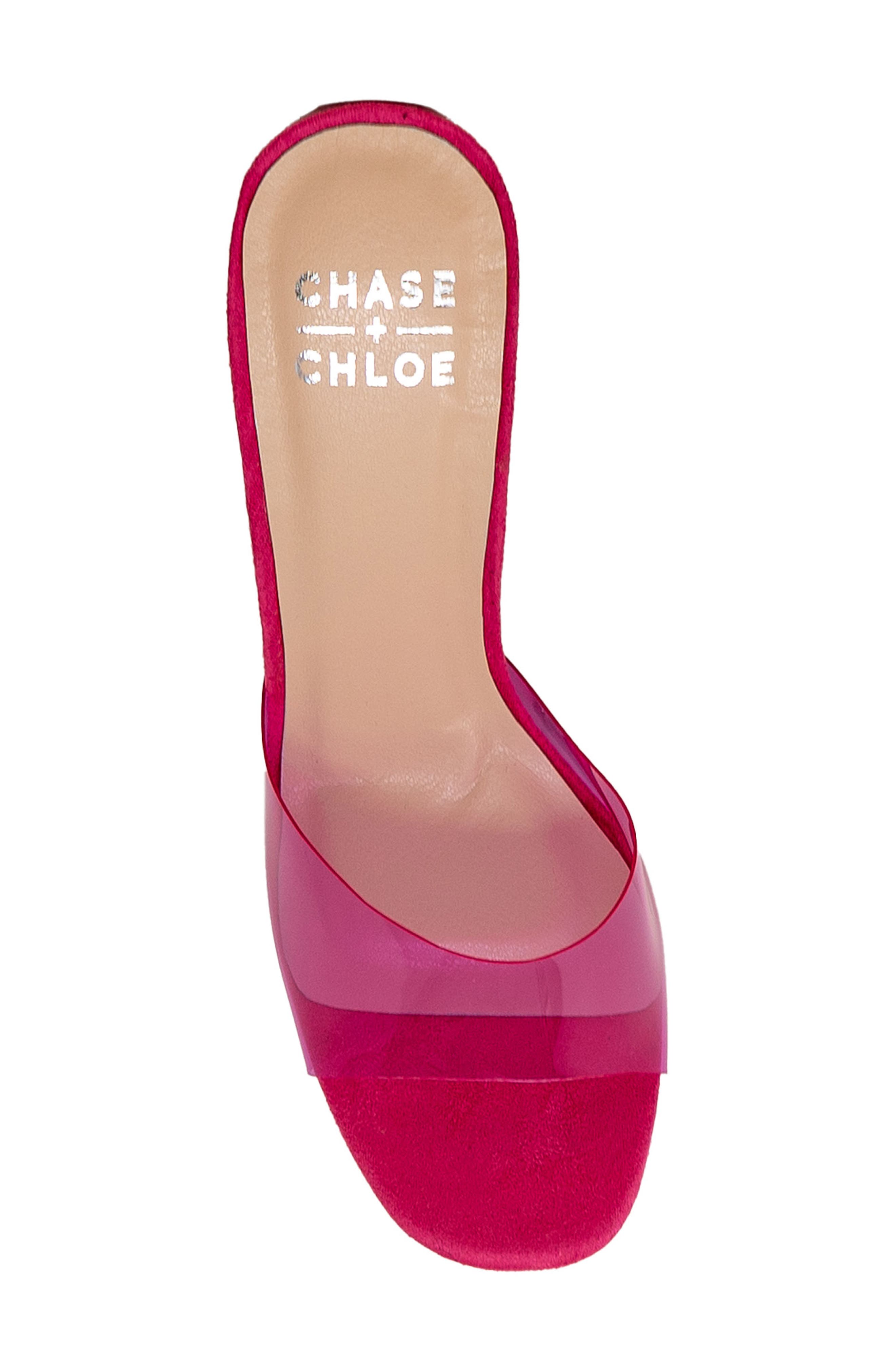 Square Toe Stiletto Sandal, Alternate, color, CLEAR FUCHSIA