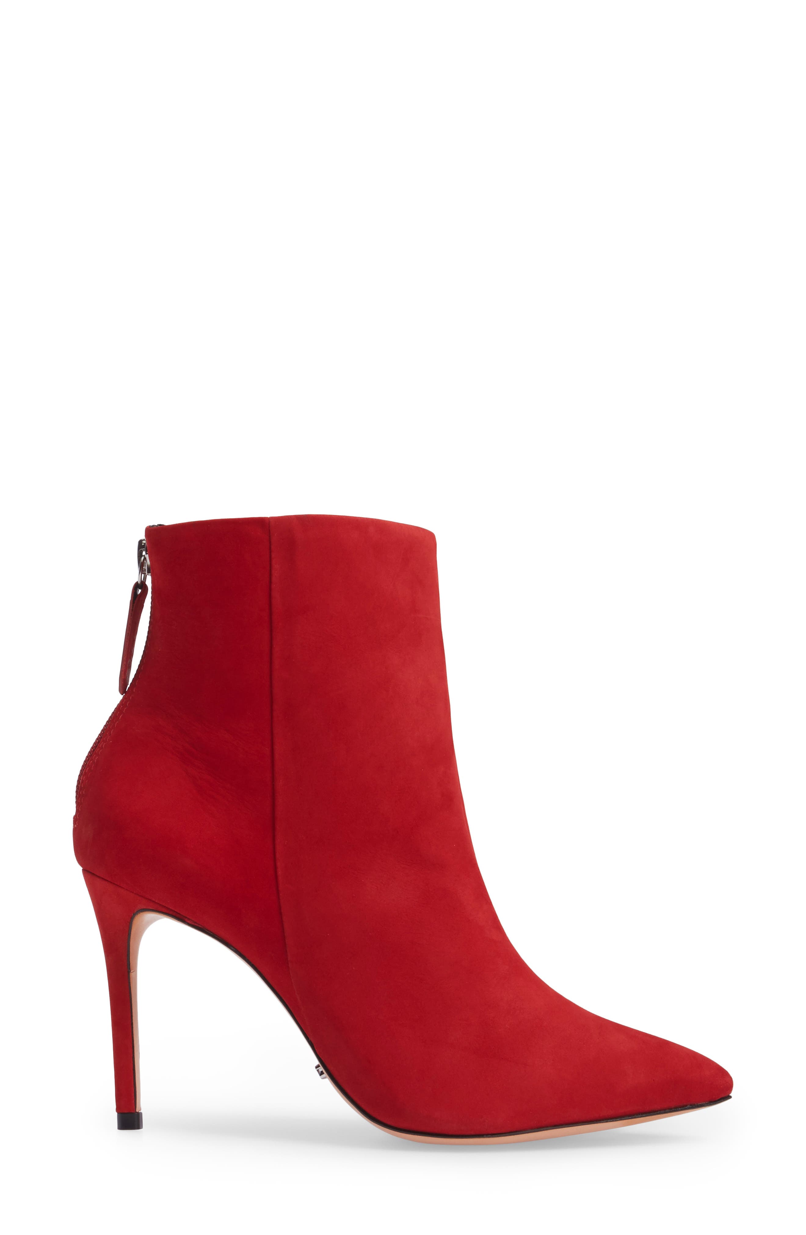 Ginny Pointy Toe Bootie, Alternate, color, SCARLET NUBUCK LEATHER