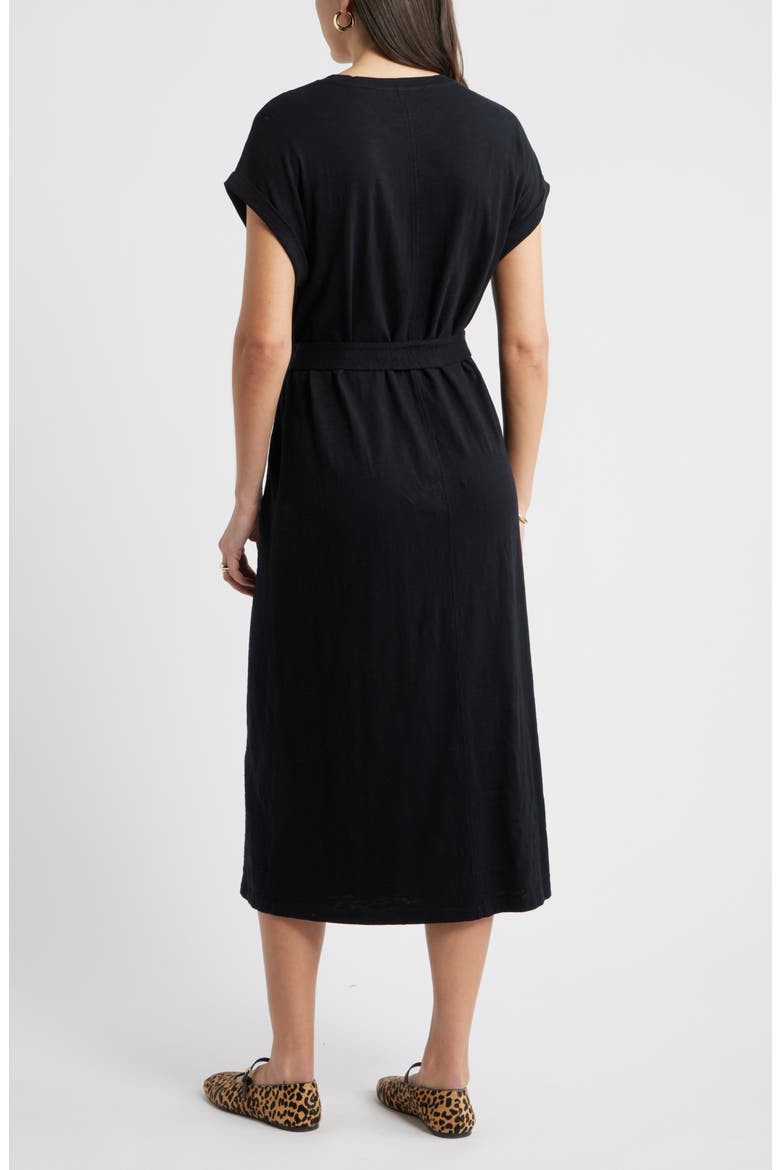 Tie Waist Midi Dress, Alternate, color, BLACK