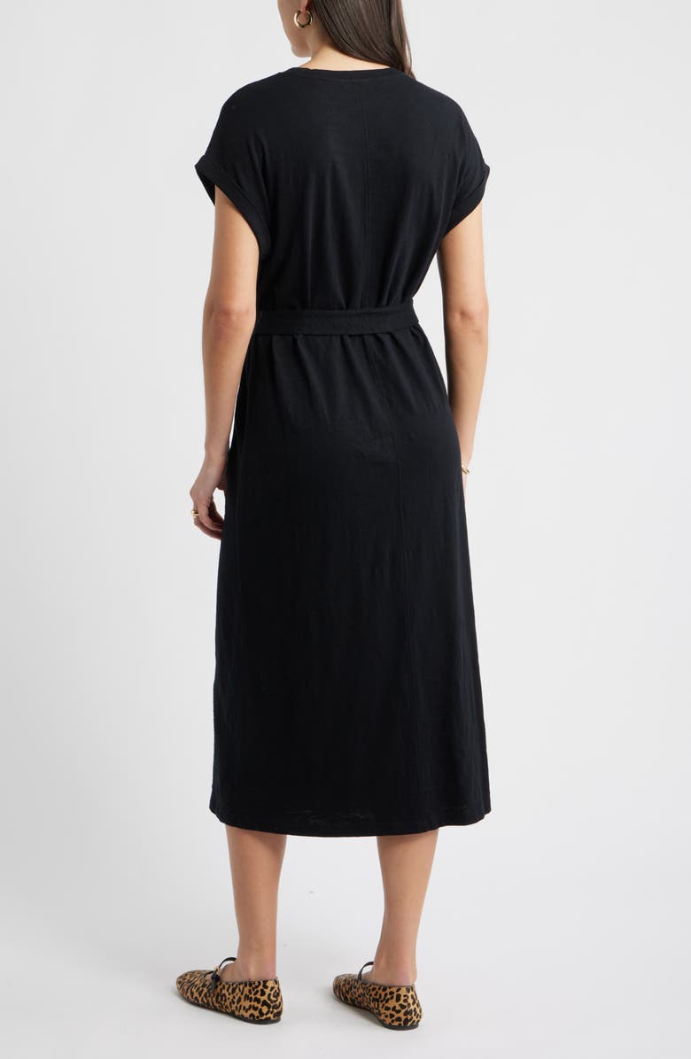 Caslon<sup>®</sup> Tie Waist Midi Dress, Alternate, color, Black