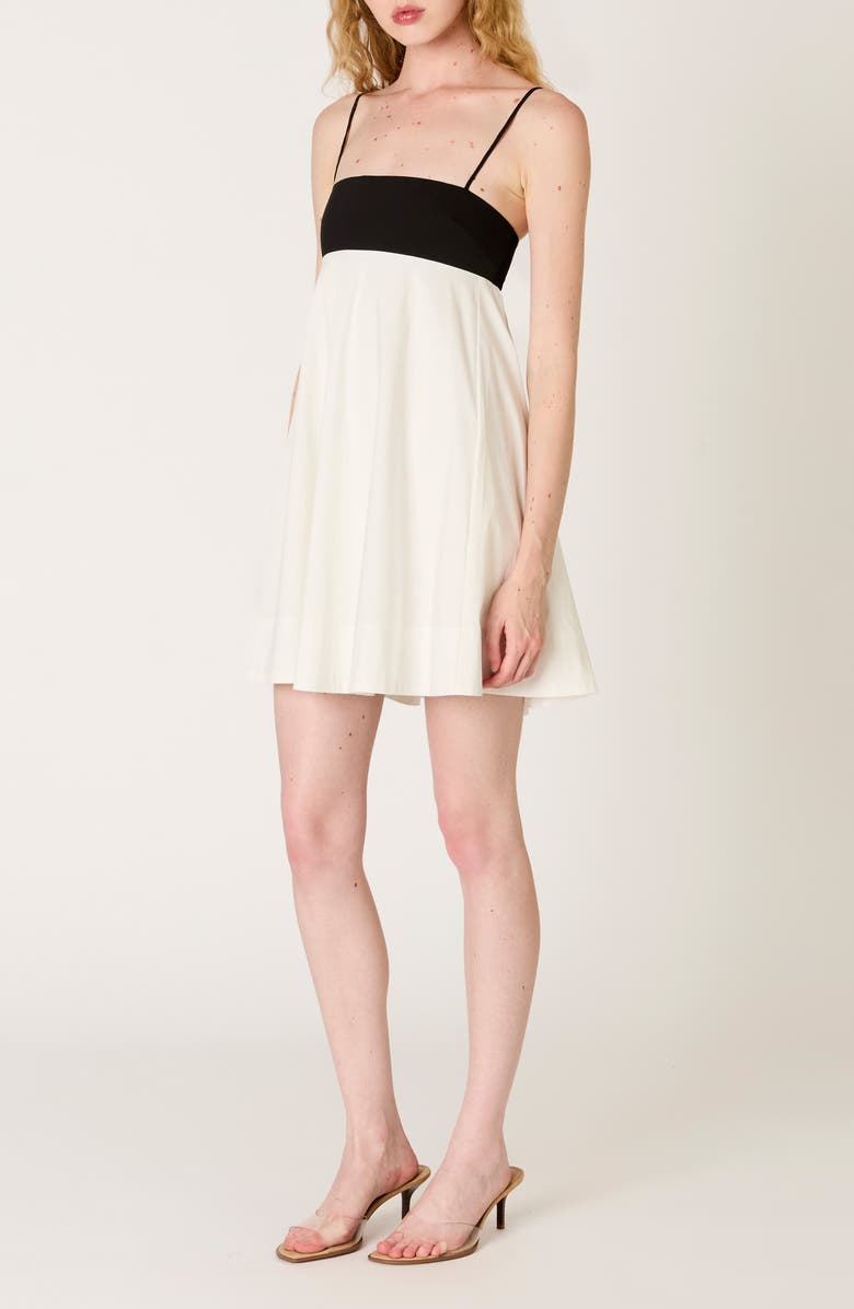 Nia Girasol Cotton Blend Babydoll Minidress, Alternate, color, Black/ White