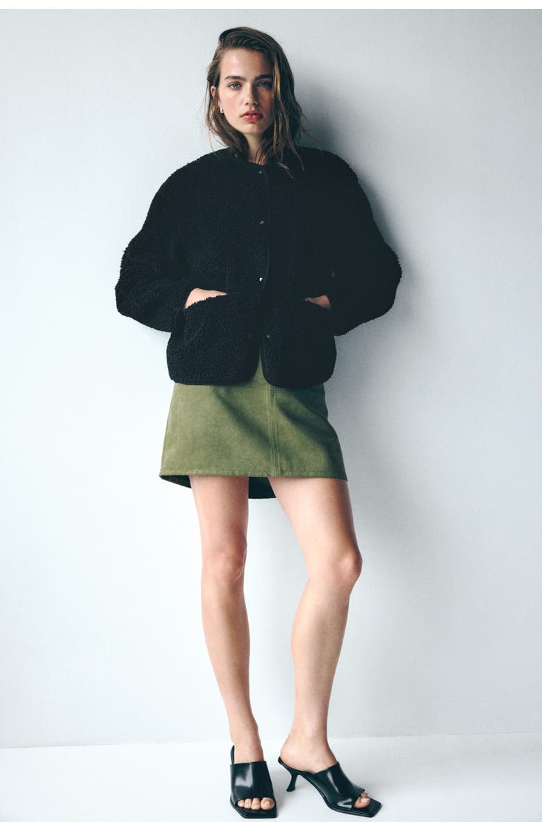 H&M Teddy Jacket, Alternate, color, Black