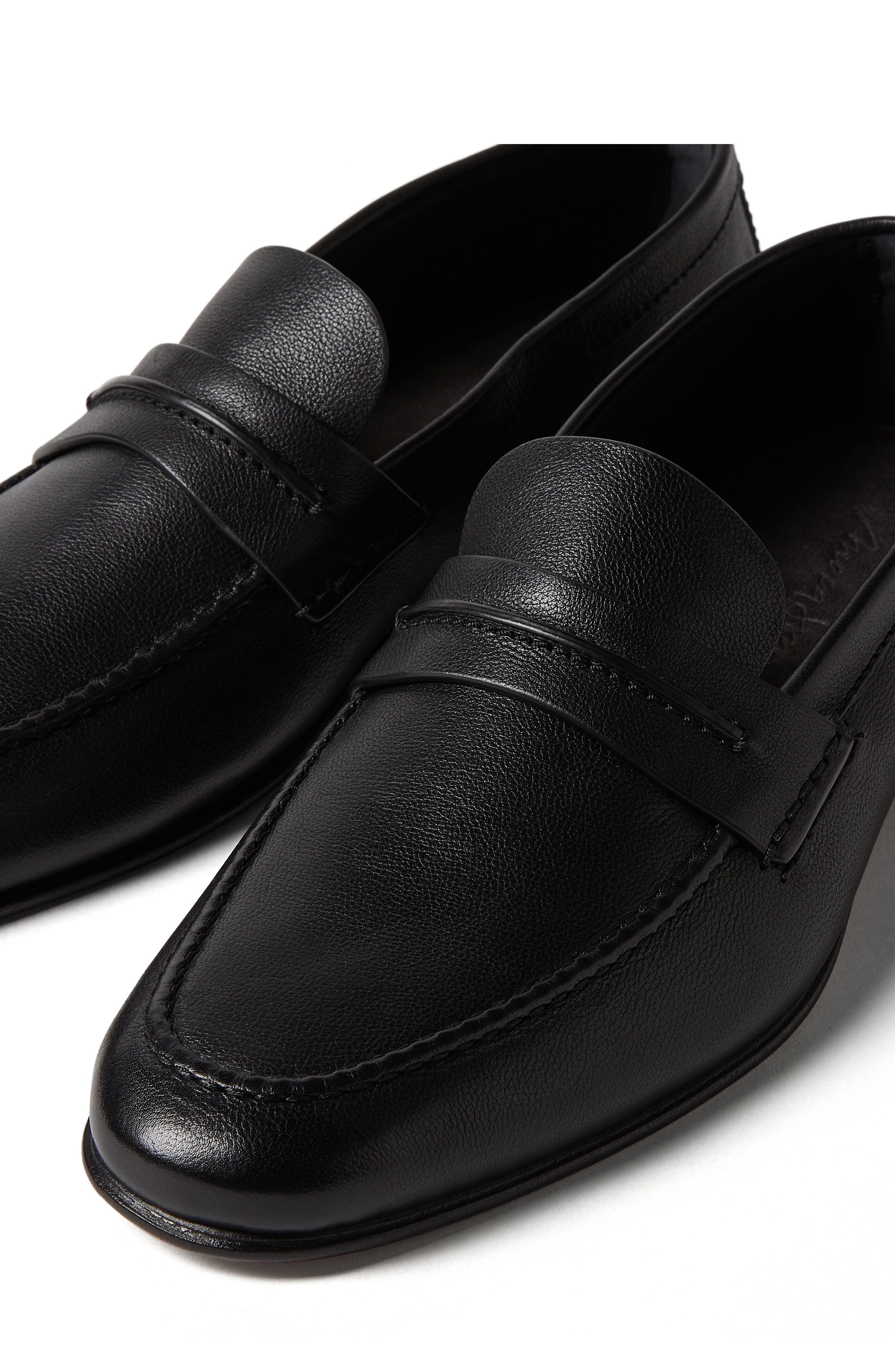 ZEGNA Black Natural Grain Leather Driving Loafer, Alternate, color, Black