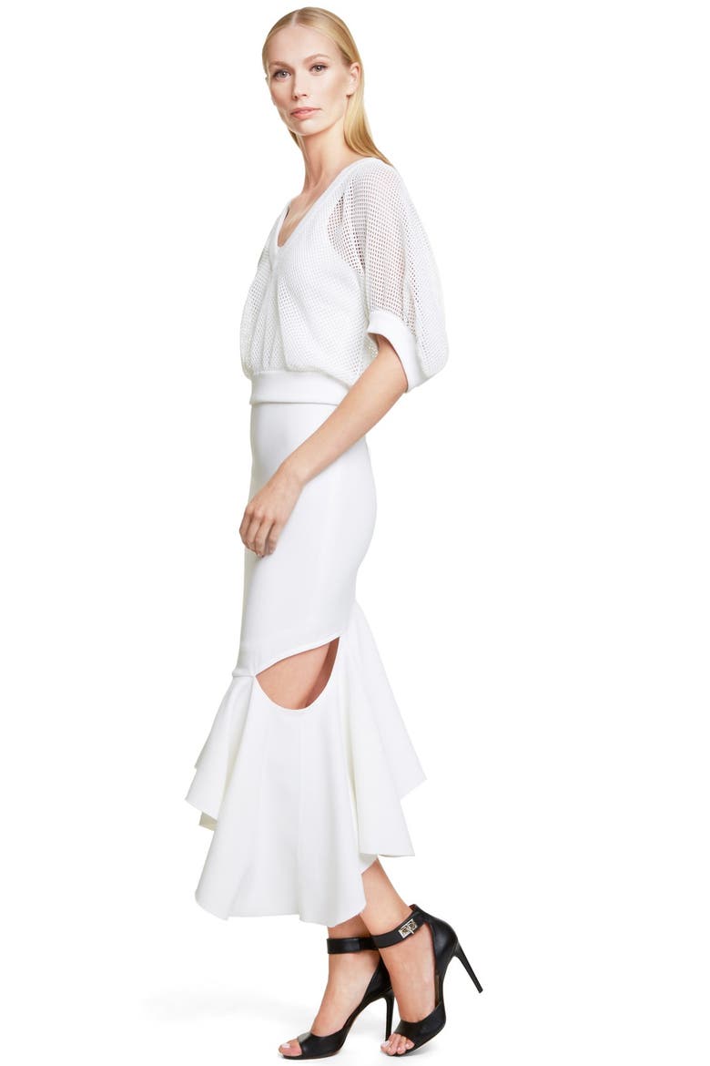 Victorian Sleeve Knit Mesh Top, Alternate, color, OPTICAL WHITE