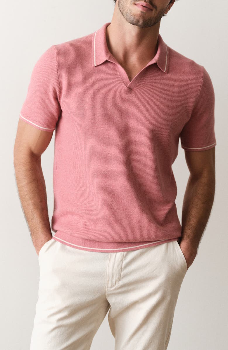 Marine Layer Liam Cotton Blend Sweater Polo, Main, color, Withered Rose