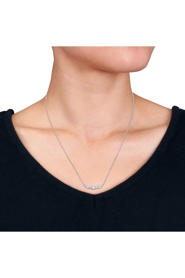 Lab-Grown Diamond Curved Bar Necklace, Alternate, color, Sterling Silver