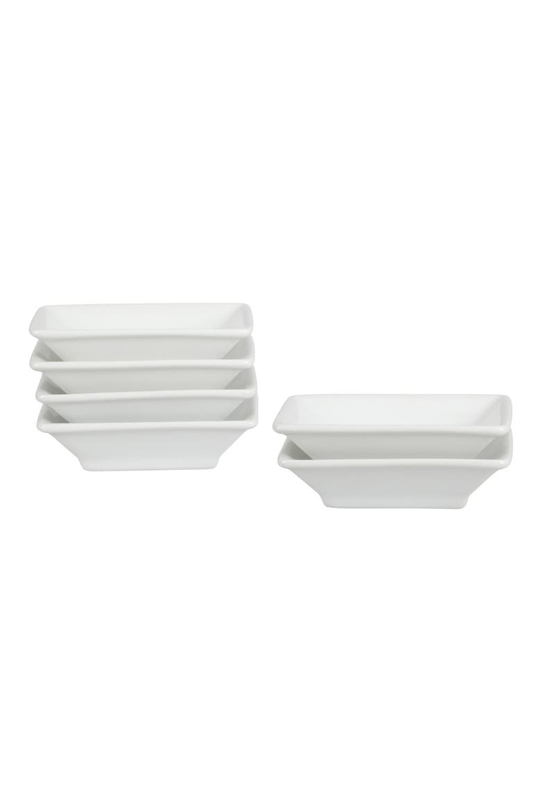 Set of 4 Rectangular Soy Sauce Dishes, Main, color, WHITE