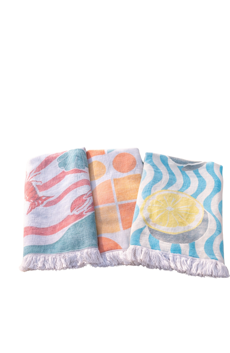 Olive and Loom Coastal Print Towel Set, Main, color, Multi