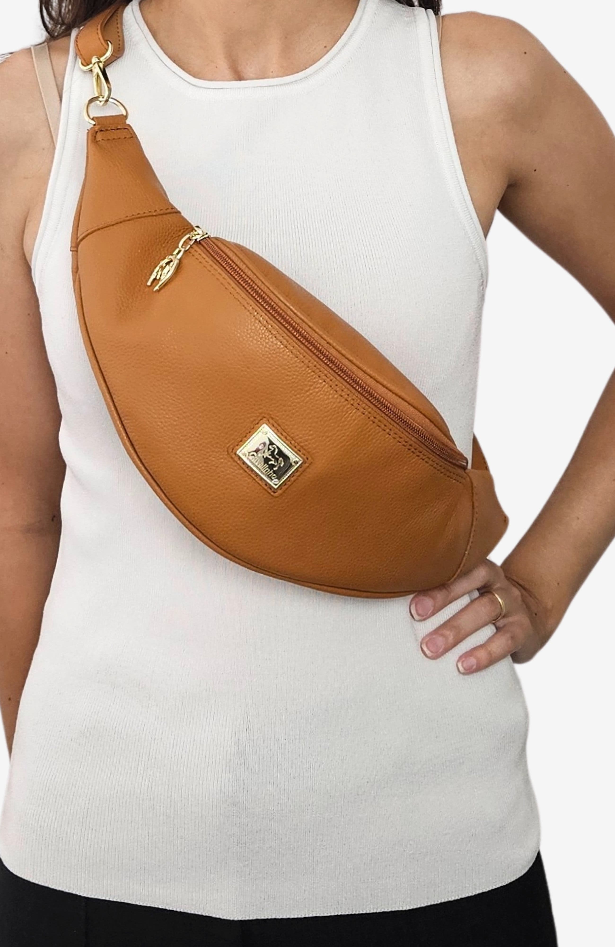 Muse Pebbled Leather Sling Bag 219, Alternate, color, Mustard