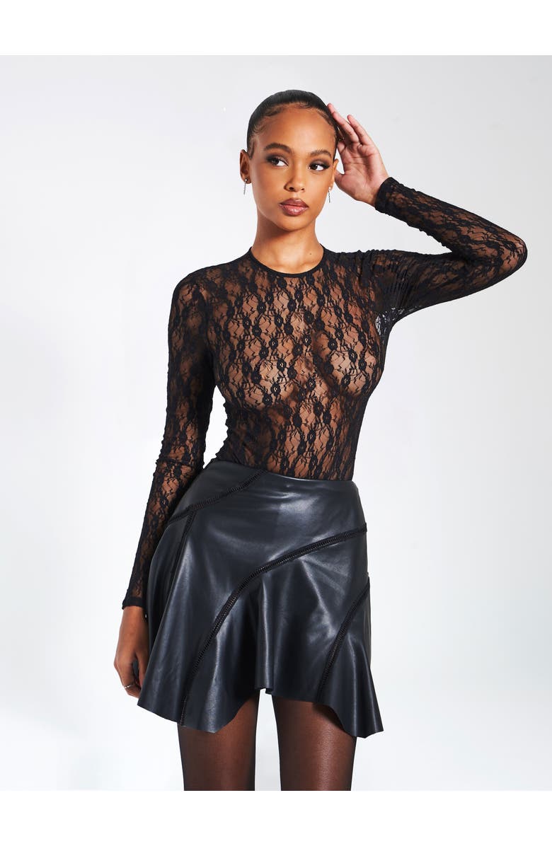 Miss Circle Mariah Vegan Leather Mini Skirt, Alternate, color, 