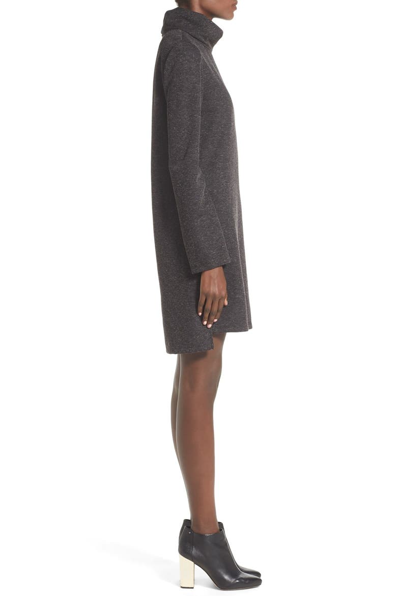 Rib Knit Turtleneck Shift Dress, Alternate, color, GREY