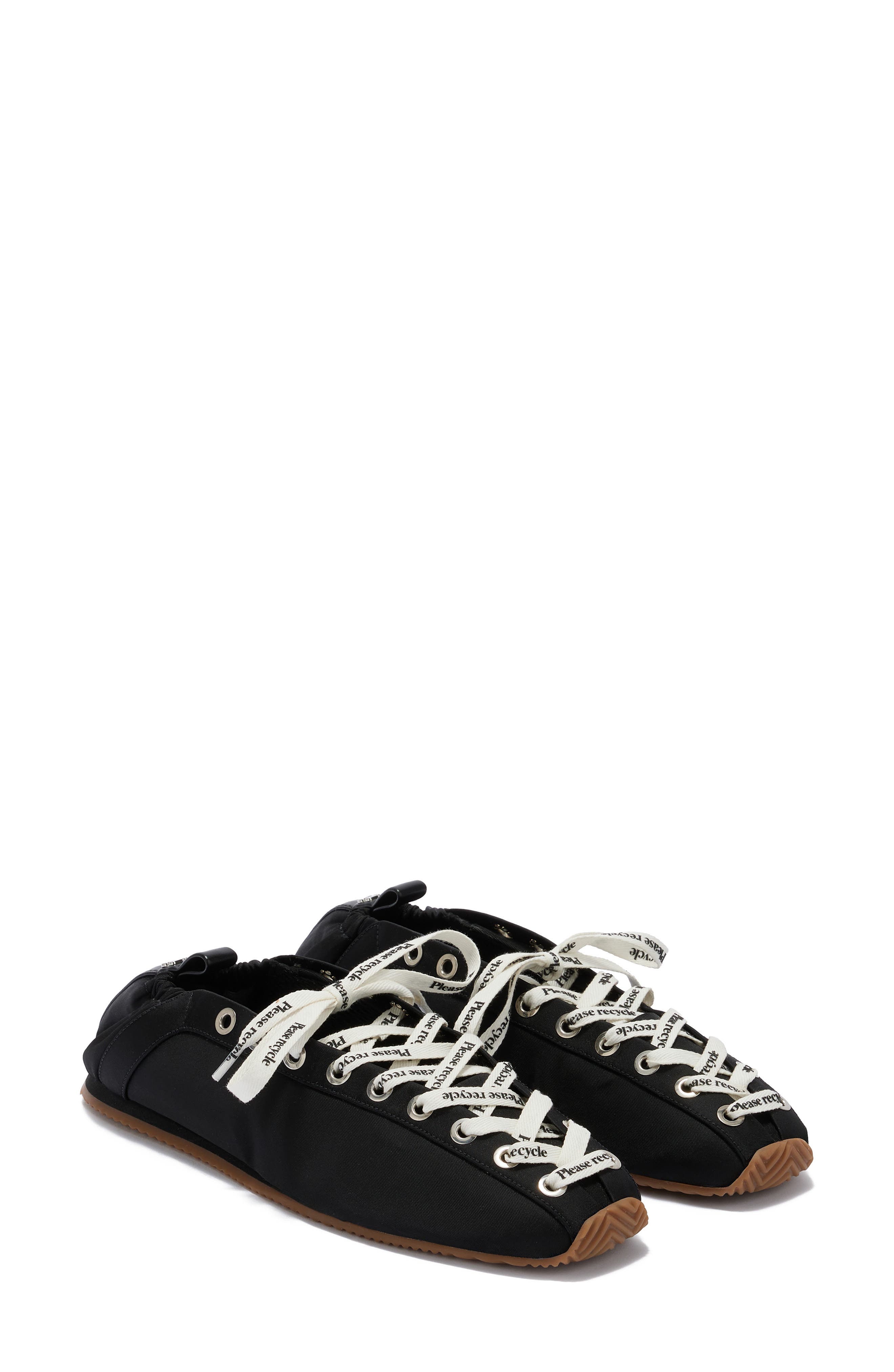 Ganni Lace-Up Ballet Flat, Main, color, Black