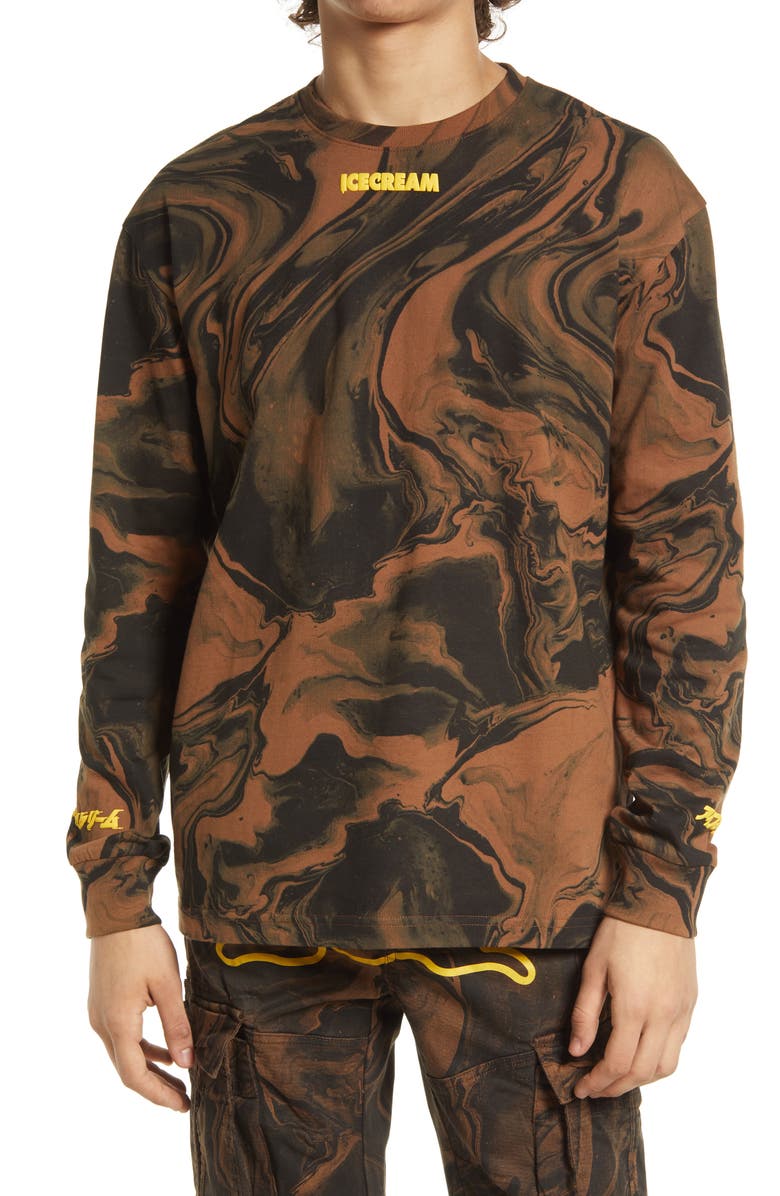 ICECREAM Marble Crewneck Sweatshirt, Main, color, 