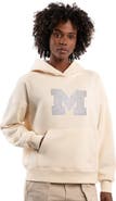 STARTER Women's Starter  Cream Michigan Wolverines Relaxed Rhinestone Hoodie