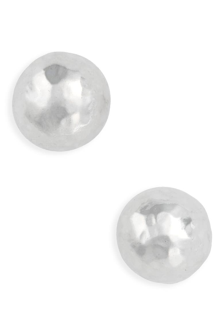 Classico Half Ball Stud Earrings, Main, color, SILVER