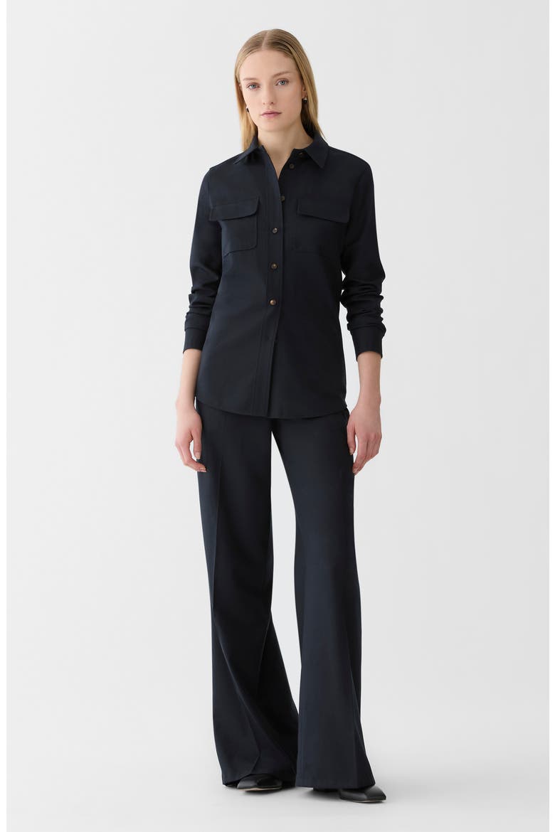 Long Sleeve Wool Flap Pocket Shirt, Alternate, color, INK